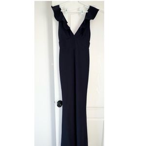 Lulus navy v-neck ruffle maxi dress